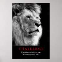 Black White Lion Motivational Challenge