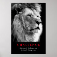 Black White Lion Motivational Challenge