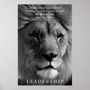 Black & White Lion Motivational Leadership Poster