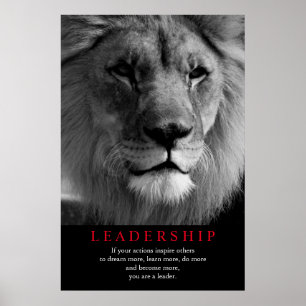 Black & White Lion Motivational Leadership Poster