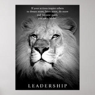 Black & White Lion Motivational Leadership Poster