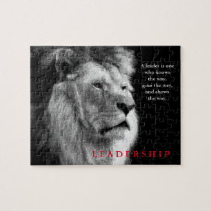 Black White Lion Motivational Leadership Quote Jigsaw Puzzle