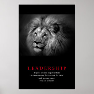 Black & White Lion Motivational Leadership Quote Poster