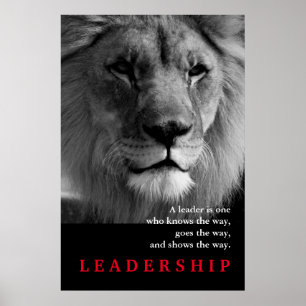 Black White Lion Motivational Leadership Quote Poster