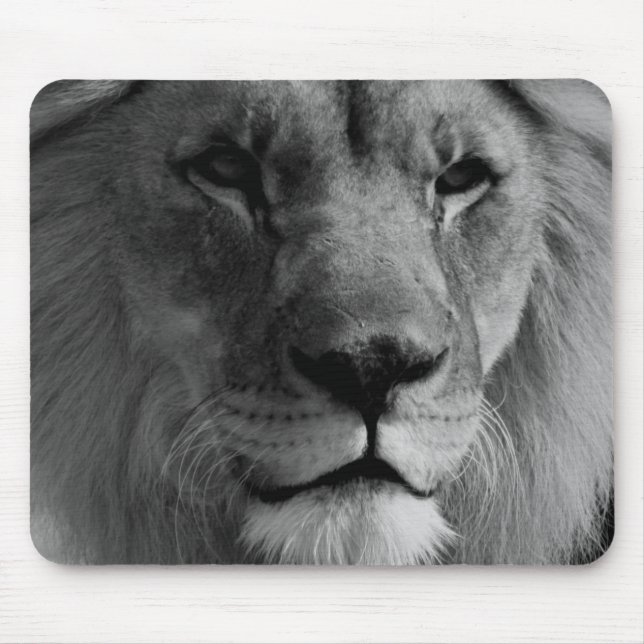 Black & White Lion Mouse Pad (Front)