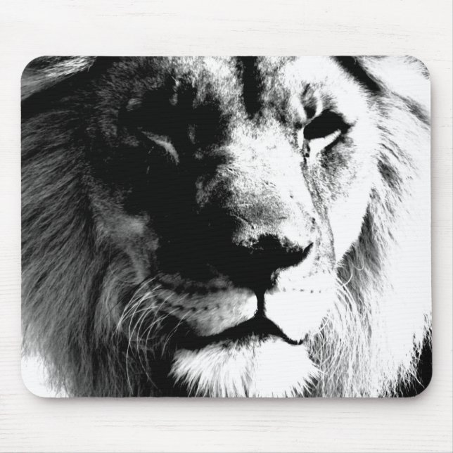 Black & White Lion Mouse Pad (Front)