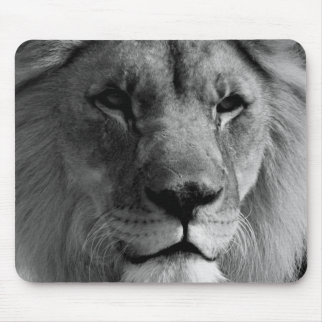 Black & White Lion Mouse Pad (Front)