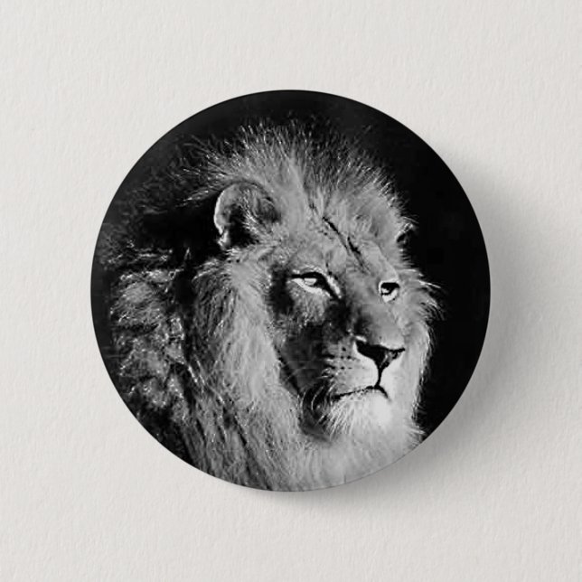 Black & White Lion Photo 6 Cm Round Badge (Front)