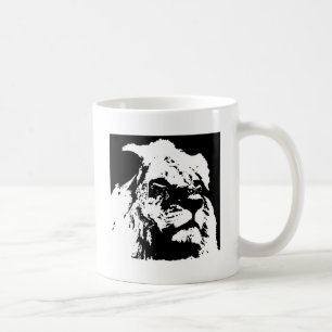 Black & white lion pop art coffee mug
