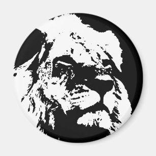 Black & white lion pop art magnet