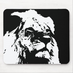 Black & white lion pop art mouse pad