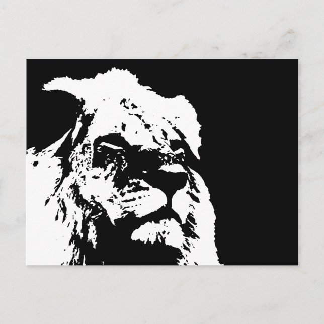 Black & white lion pop art postcard (Front)
