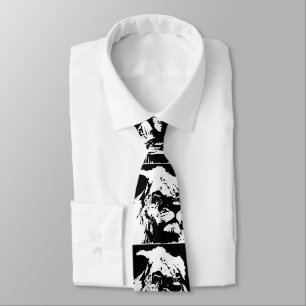 Black & white lion pop art tie