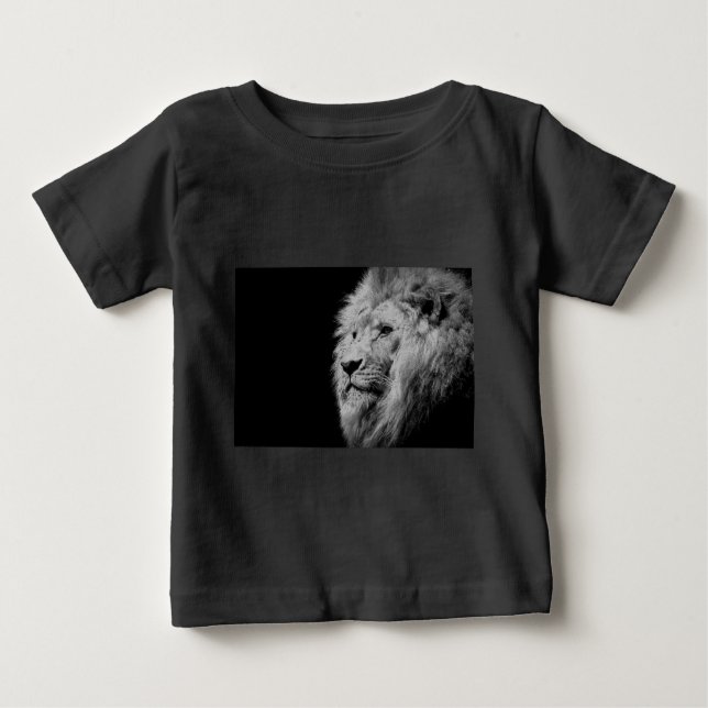 Black White Lion Portrait - Animal Photography Baby T-Shirt (Front)