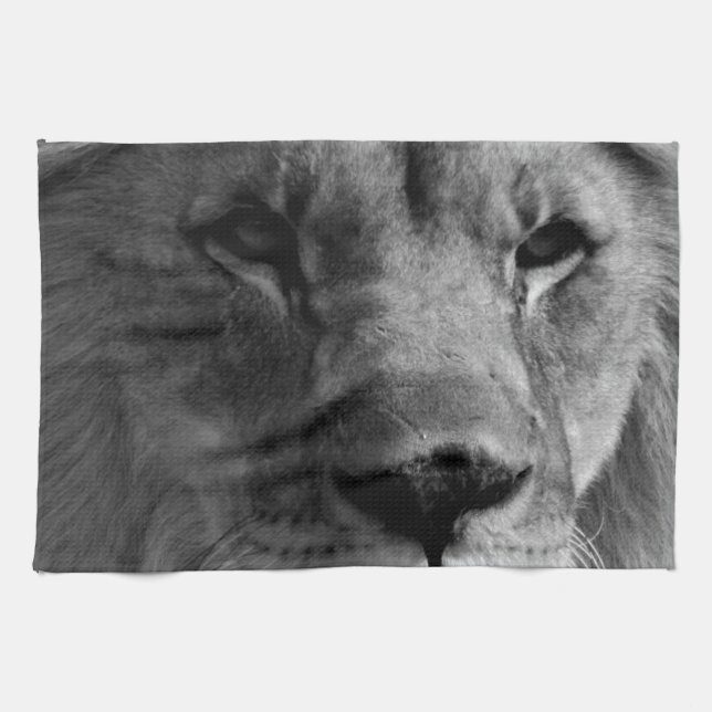 Black & White Lion Tea Towel (Horizontal)