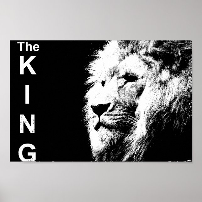 Black White Lion Template Nature Animal The King Poster (Front)