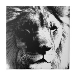 Black & White Lion Tile