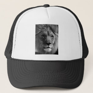 Black & White Lion Trucker Hat
