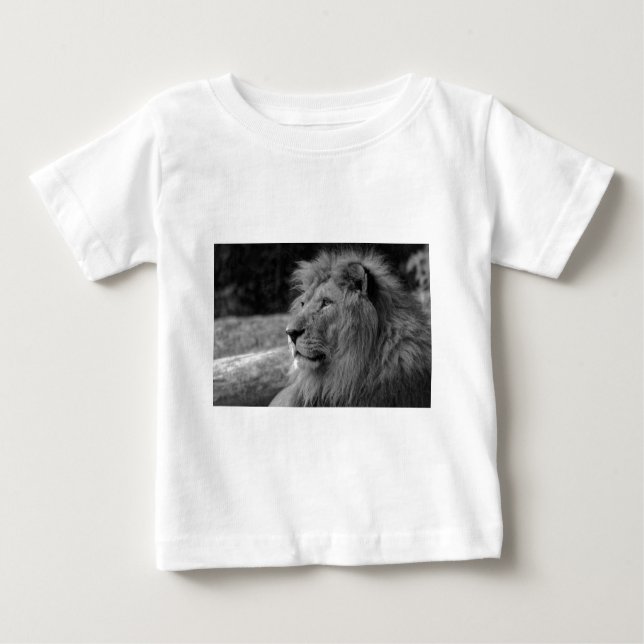 Black & White Lion - Wild Animal Baby T-Shirt (Front)