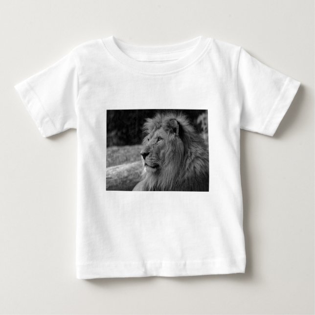 Black & White Lion - Wild Animal Baby T-Shirt (Front)