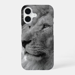 Black & White Lion - Wild Animal iPhone 16 Case
