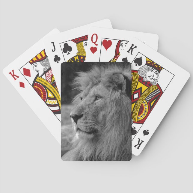 Black & White Lion - Wild Animal Playing Cards (Back)