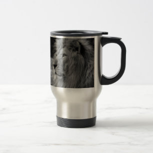 Black & White Lion - Wild Animal Travel Mug