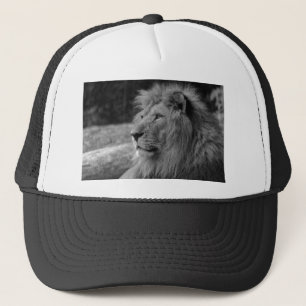 Black & White Lion - Wild Animal Trucker Hat