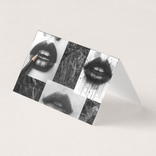 Black & White Lips Collage Folded Card