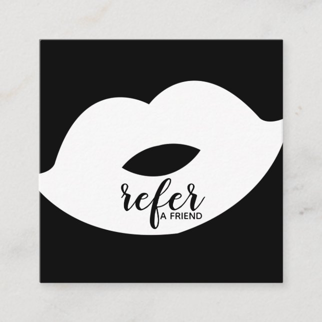 Black & White Lips Refer a Friend Referral Card (Front)