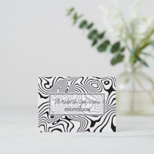 Black White liquid swirl Abstract Design Business Card
