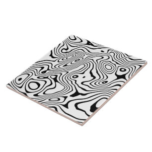 Black White liquid swirl Abstract Design Ceramic Tile