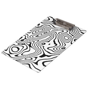 Black White liquid swirl Abstract Design Clipboard