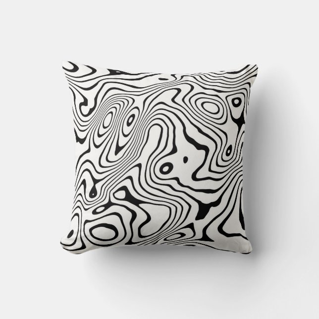  Black White liquid swirl Abstract Design Cushion (Front)