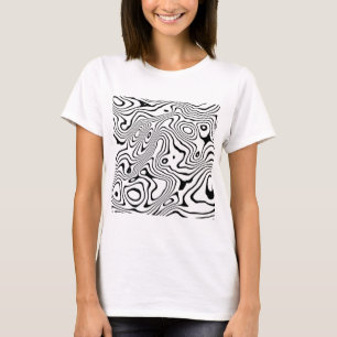 Black White liquid swirl Abstract Design T-Shirt