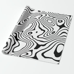 Black White liquid swirl Abstract Design Wrapping Paper