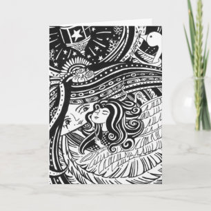 Black & White Little Match Girl Valentine Card