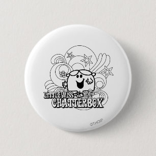 Black & White Little Miss Chatterbox 6 Cm Round Badge