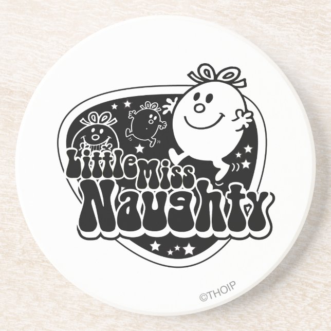 Black & White Little Miss Naughty Coaster (Front)
