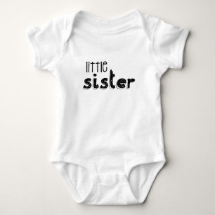 Black & White Little Sister Typography Baby Bodysuit