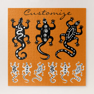Black/White Lizards Thunder_Cove Southwest Style Jigsaw Puzzle