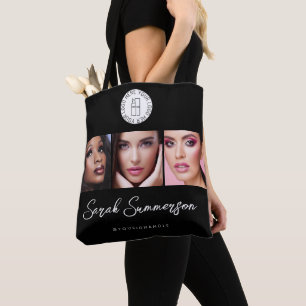 Black White Logo 3 Photo Makeup Studio Tote Bag