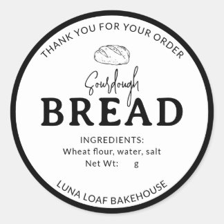 Black White Logo Bakery Sourdough Bread Sticker