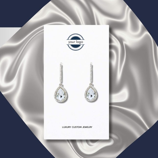 Black-White Logo Earring Display Business Card (Available in navy or black vintage  logo)