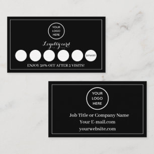 Black White Logo Modern Business Reward Punch Loyalty Card