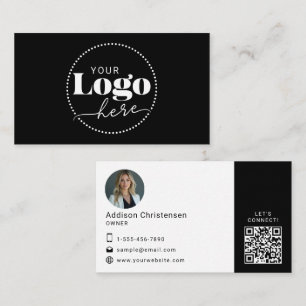 Black White Logo Photo QR Code Business Card