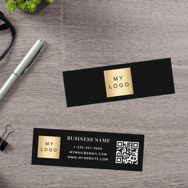 Black white logo QR code Mini Business Card (Creator Uploaded)