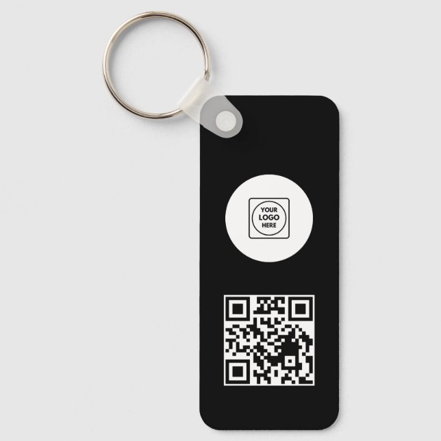 Black White Logo QR Code Promo Keychains (Front)