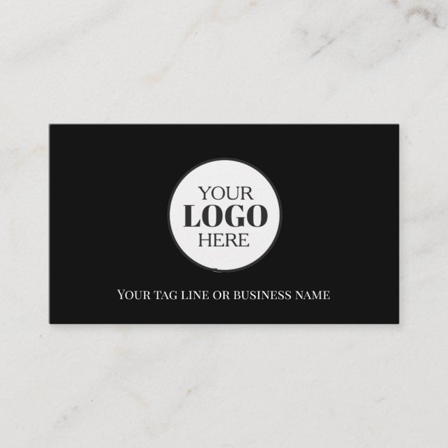 Black White Logo QR Code Simple Business Card (Front)