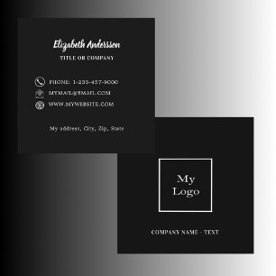 Black white logo square business card